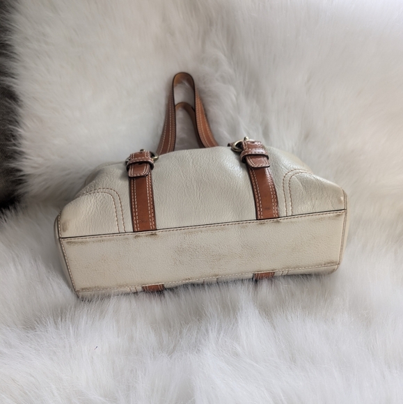 Vintage Y2K Coach Chelsea Pebbled Leather Neutral Satchel Shoulder Bag 10953 - Picture 8 of 13